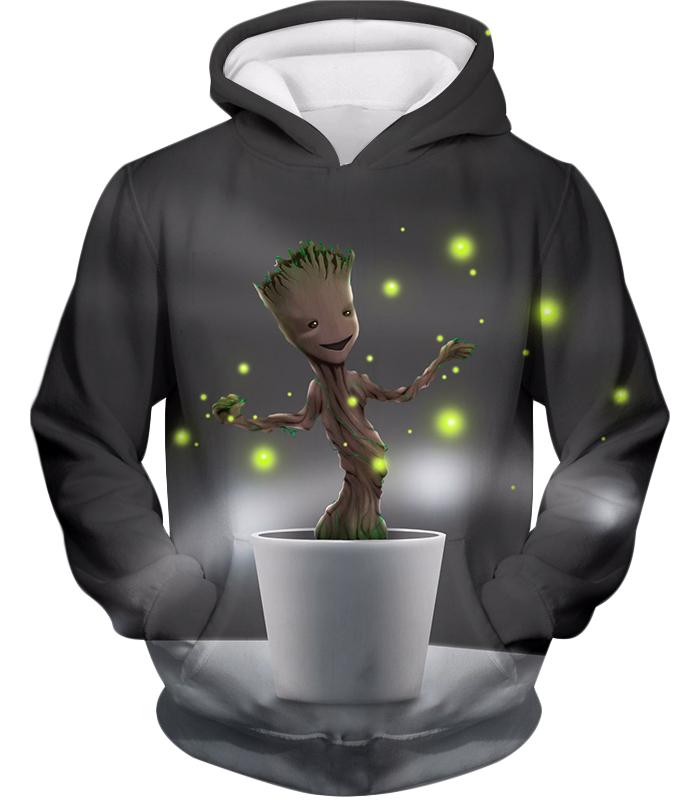 Super Amazing Baby Groot Favourite Guardian Cool Grey Hoodie GOG058