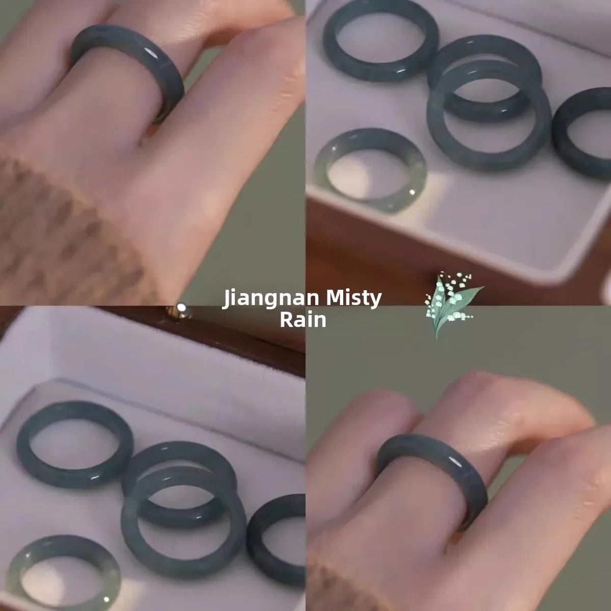 Trendy  Resin Rings Set for Women Fake Jade Ring Faionable Unique Design Index Finger Ring Ensemble Sli Accory