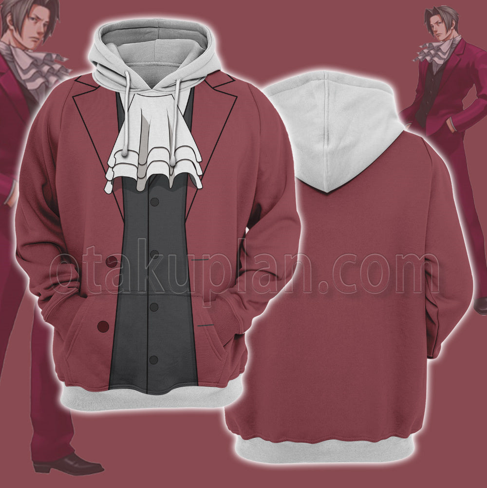 Ace Attorney Mitsurugi Reiji Red Suit Cosplay Hoodie