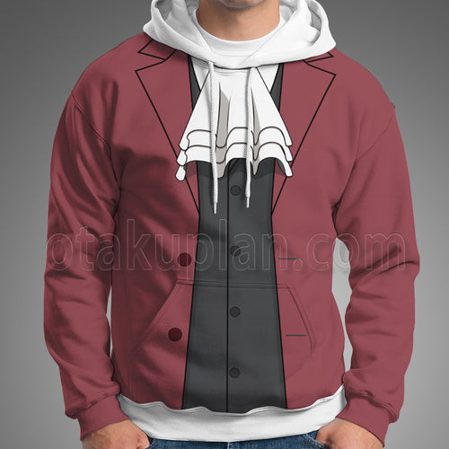 Ace Attorney Mitsurugi Reiji Red Suit Cosplay Hoodie
