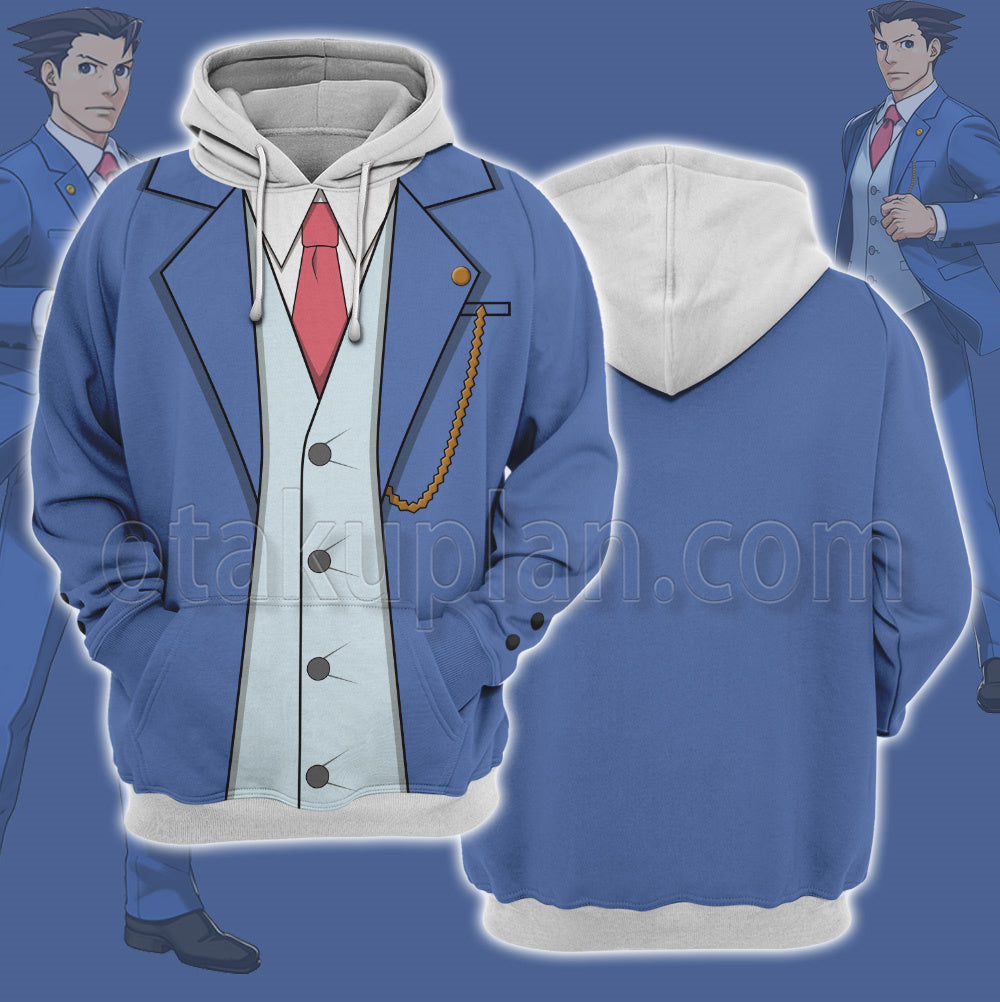 Ace Attorney Naruhodou Ryuuichi Blue Suit Cosplay Hoodie