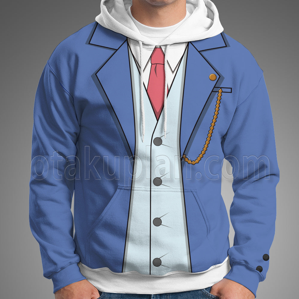 Ace Attorney Naruhodou Ryuuichi Blue Suit Cosplay Hoodie
