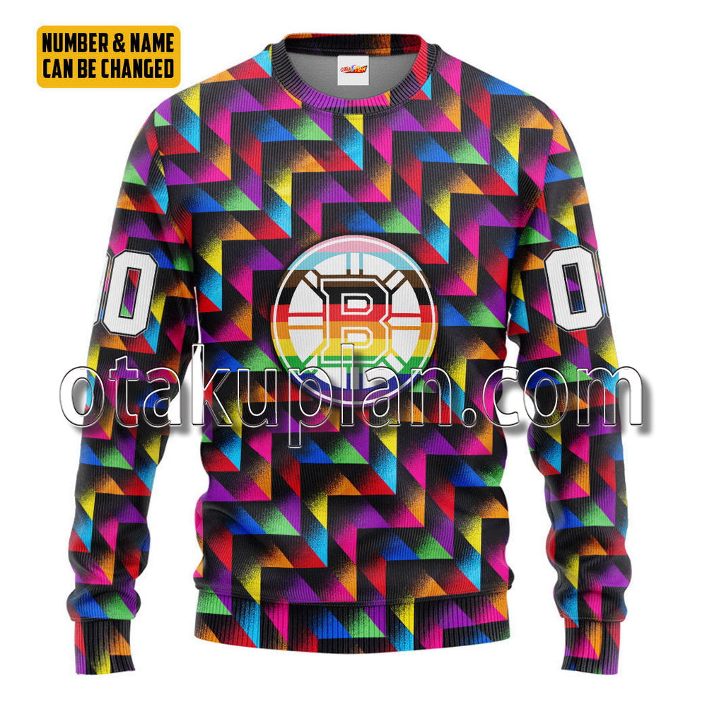Boston Bruins Pride Month Custom Name Custom Number T-Shirt / Hoodie