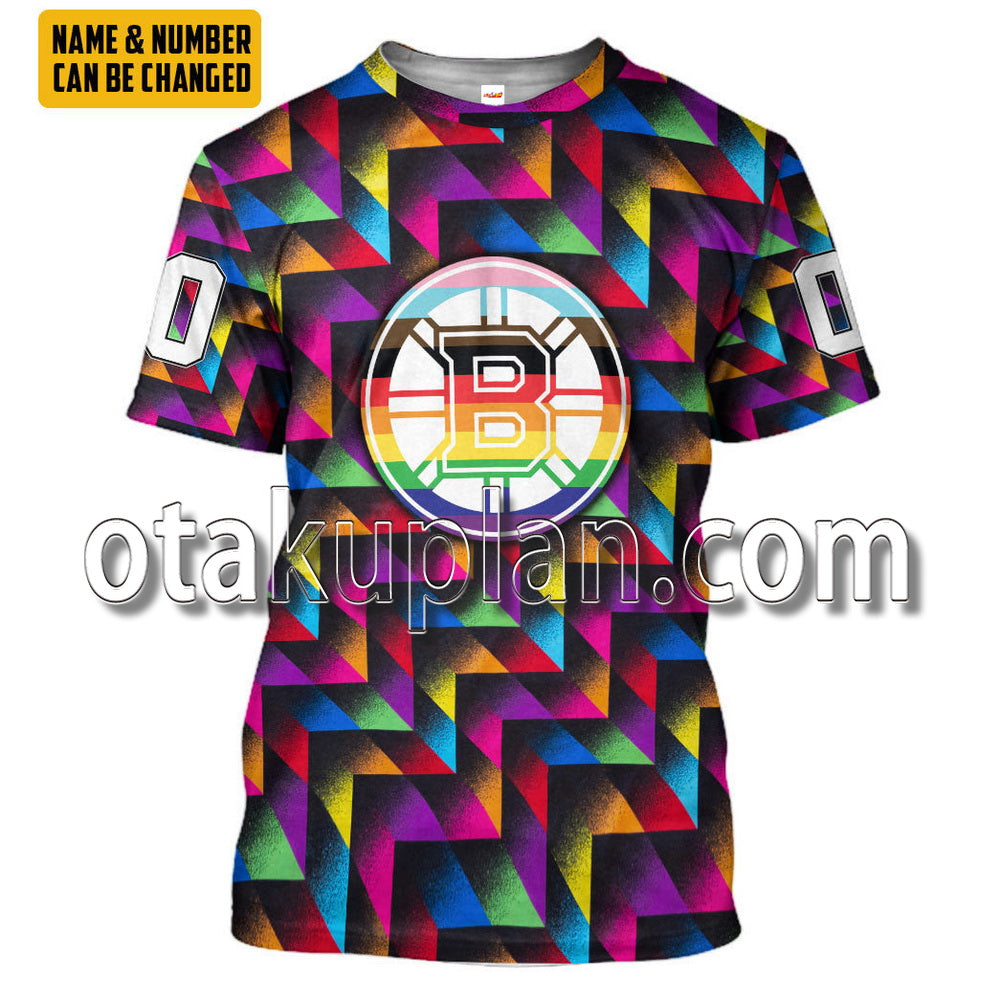 Boston Bruins Pride Month Custom Name Custom Number T-Shirt / Hoodie