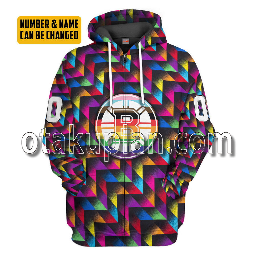 Boston Bruins Pride Month Custom Name Custom Number T-Shirt / Hoodie