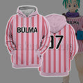 Anime Bulma Pink Stripe Cosplay Hoodie