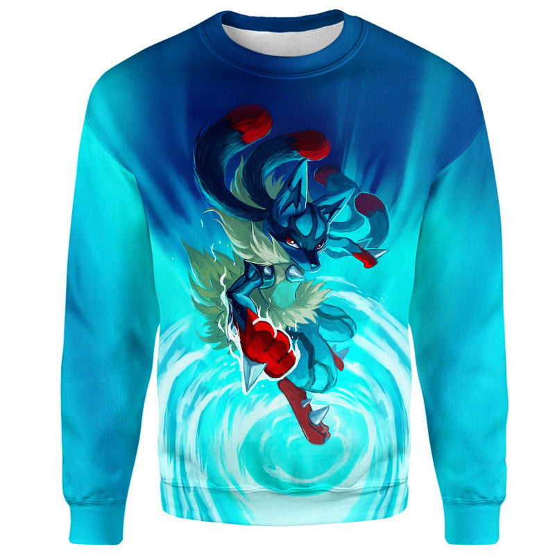Blue Mega Lucario Hoodie / T-Shirt