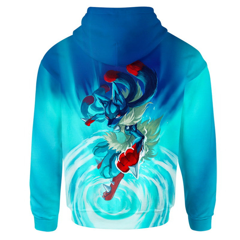 Blue Mega Lucario Hoodie / T-Shirt