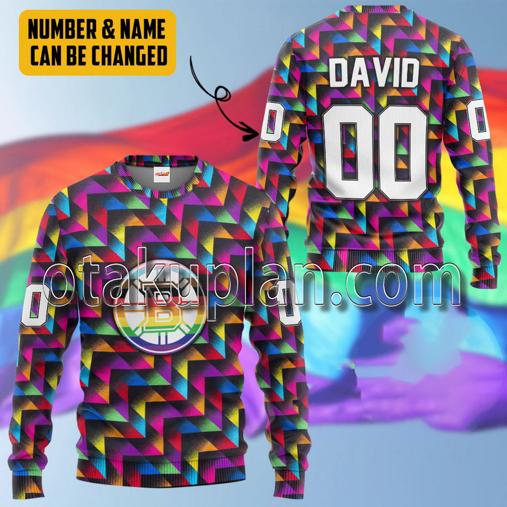 Boston Bruins Pride Month Custom Name Custom Number T-Shirt / Hoodie