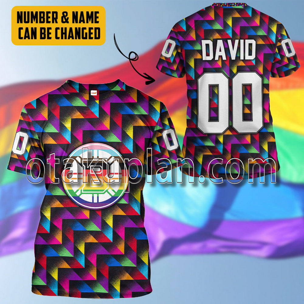 Boston Bruins Pride Month Custom Name Custom Number T-Shirt / Hoodie
