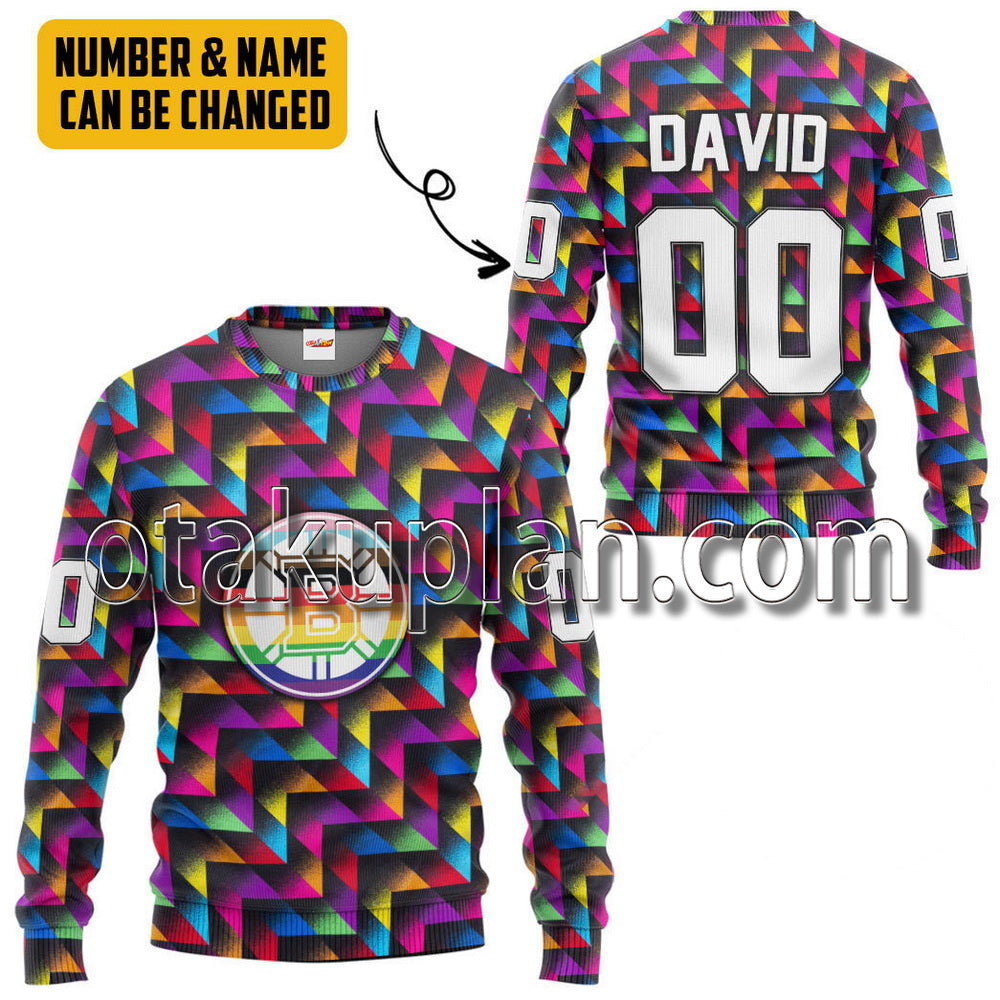 Boston Bruins Pride Month Custom Name Custom Number T-Shirt / Hoodie