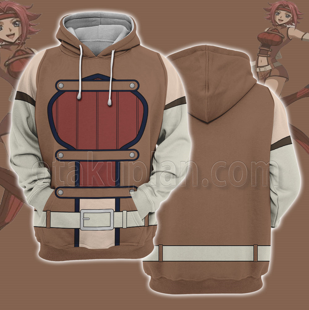 Anime Geass Lelouch Of The Rebellion Stadtfeld Kallen Brown Cosplay Hoodie