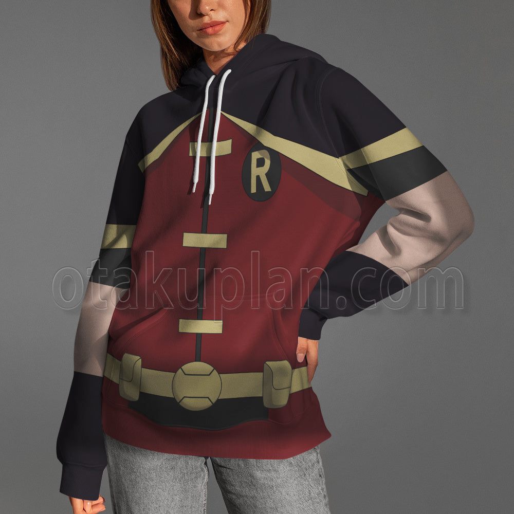 Dc Robin Red And Black Cosplay Hoodie