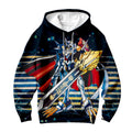Digimon Adventure Omegamon Holding Giant Sword With Blue Digital Energy Anime Apparel