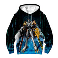 Digimon Adventure Omegamon Holding Sword Standing Blue Anime Apparel