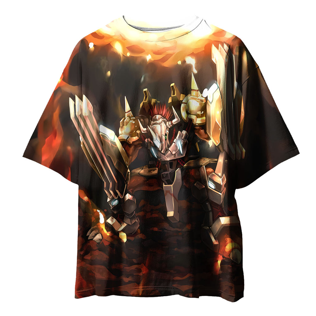Digimon Adventure Wargreymon Standing In Orange Flames Anime Apparel