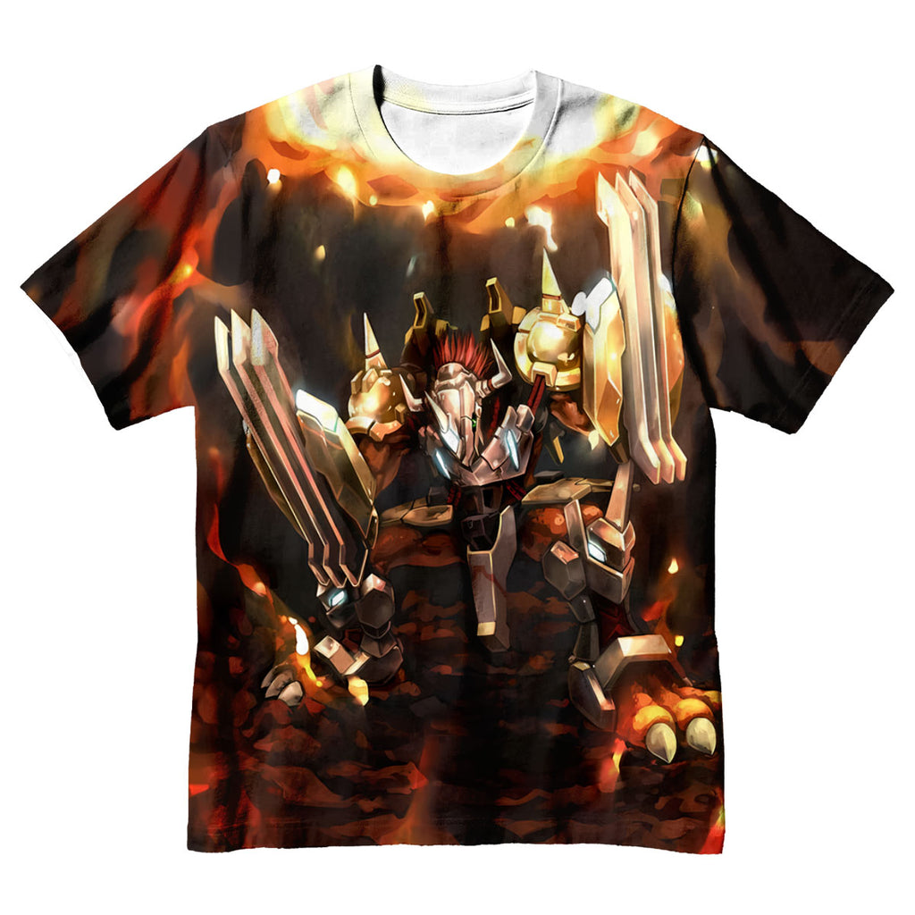 Digimon Adventure Wargreymon Standing In Orange Flames Anime Apparel