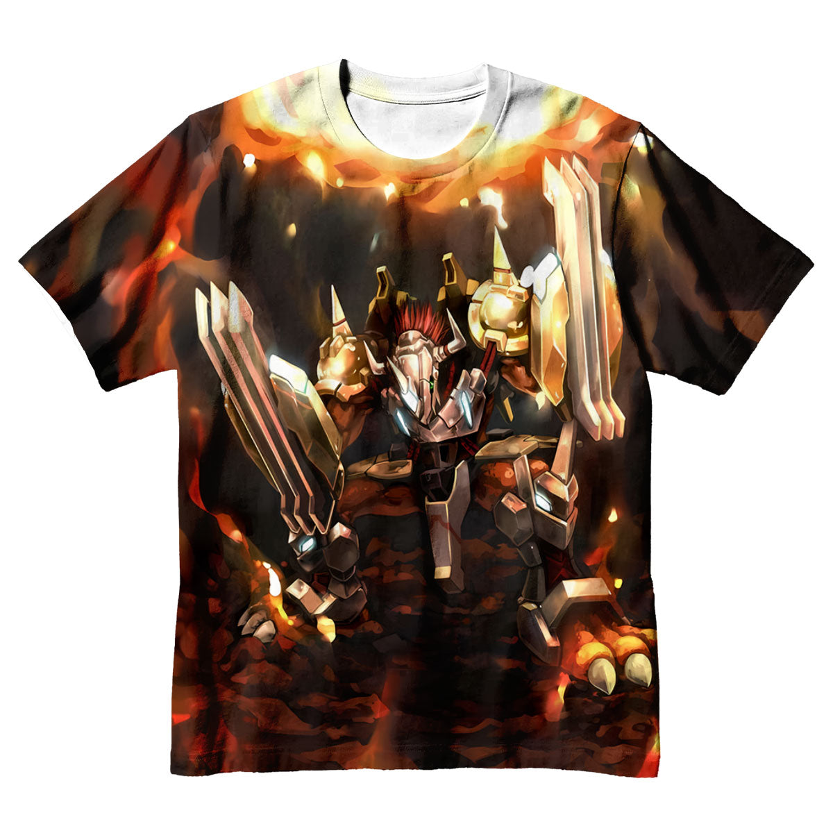 Digimon Adventure Wargreymon Standing In Orange Flames Anime Apparel