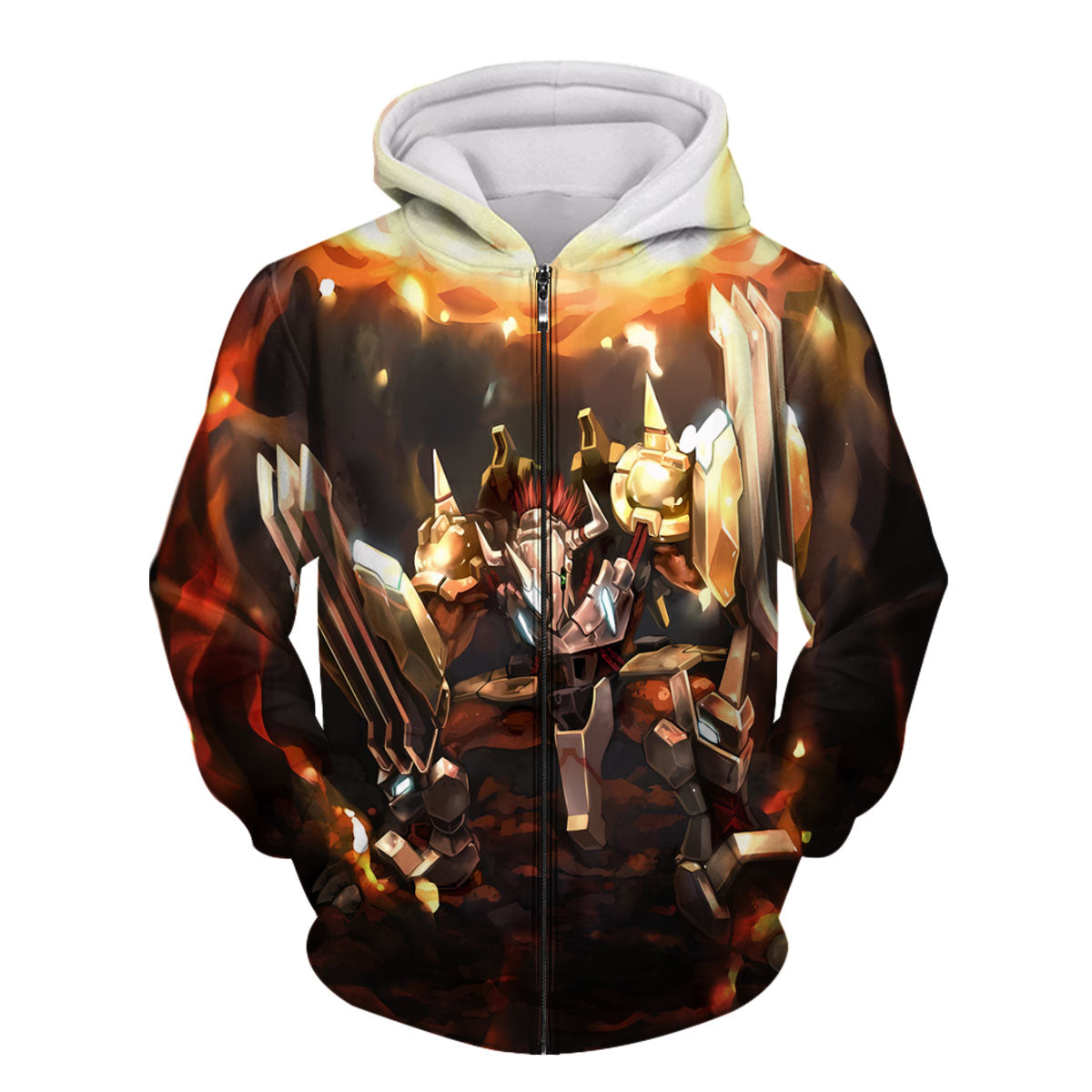 Digimon Adventure Wargreymon Standing In Orange Flames Anime Apparel