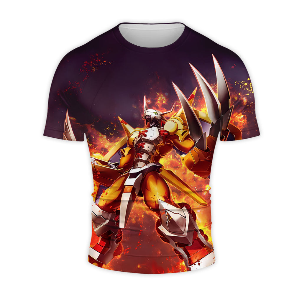 Digimon Adventure Wargreymon Standing In Orange Flames Preparing To Attack Anime Apparel