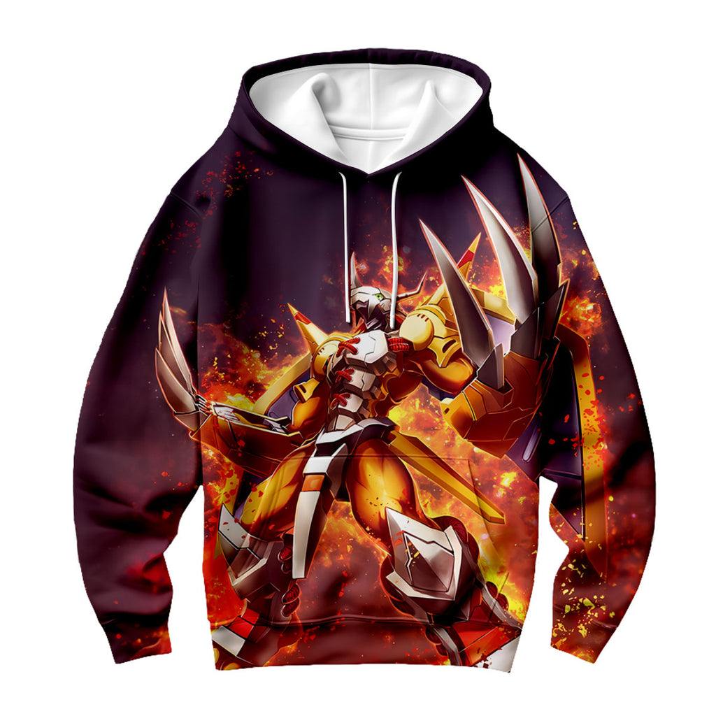 Digimon Adventure Wargreymon Standing In Orange Flames Preparing To Attack Anime Apparel