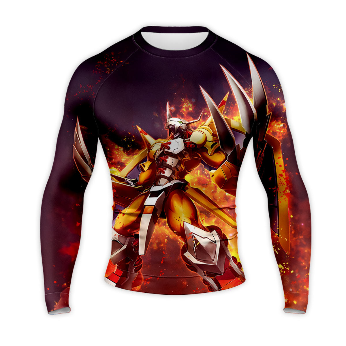 Digimon Adventure Wargreymon Standing In Orange Flames Preparing To Attack Anime Apparel
