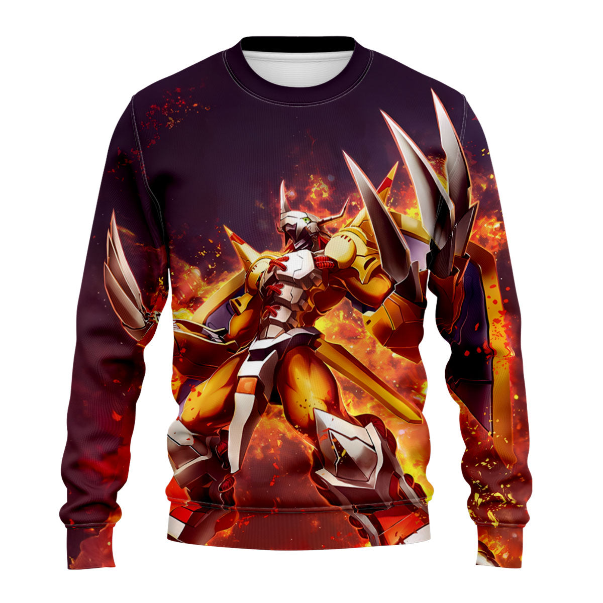 Digimon Adventure Wargreymon Standing In Orange Flames Preparing To Attack Anime Apparel