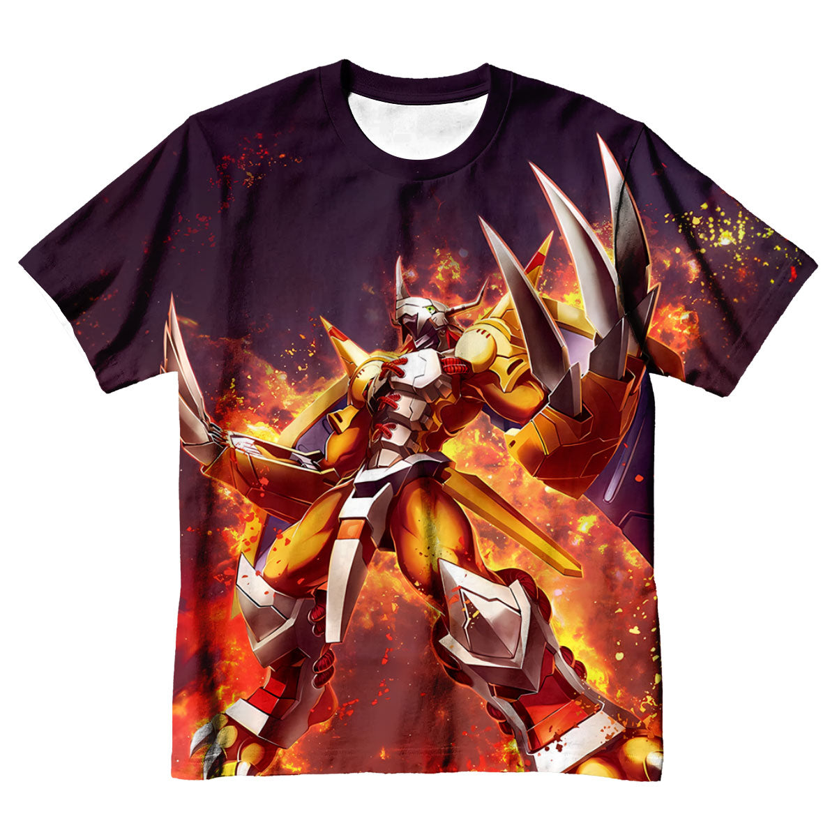 Digimon Adventure Wargreymon Standing In Orange Flames Preparing To Attack Anime Apparel