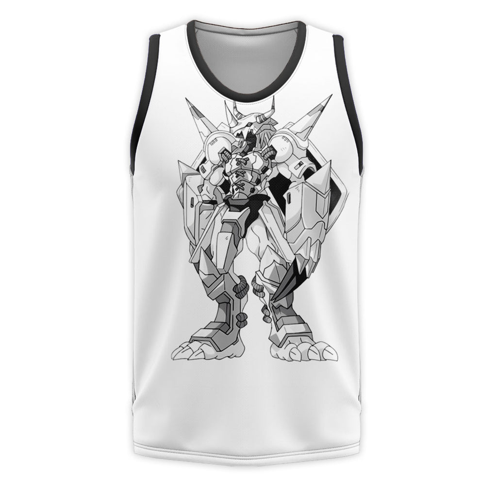 Digimon Adventure Wargreymon Standing Line Art Monochrome Anime Apparel