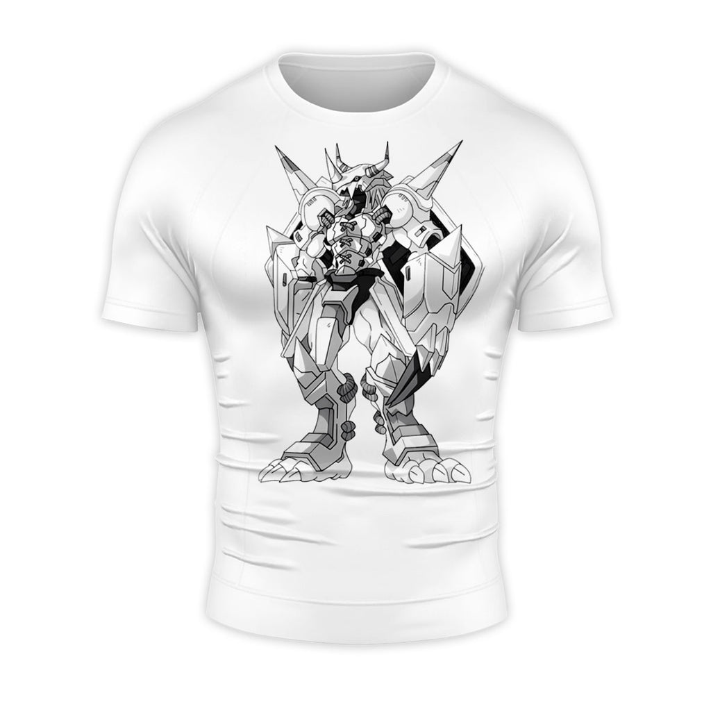 Digimon Adventure Wargreymon Standing Line Art Monochrome Anime Apparel
