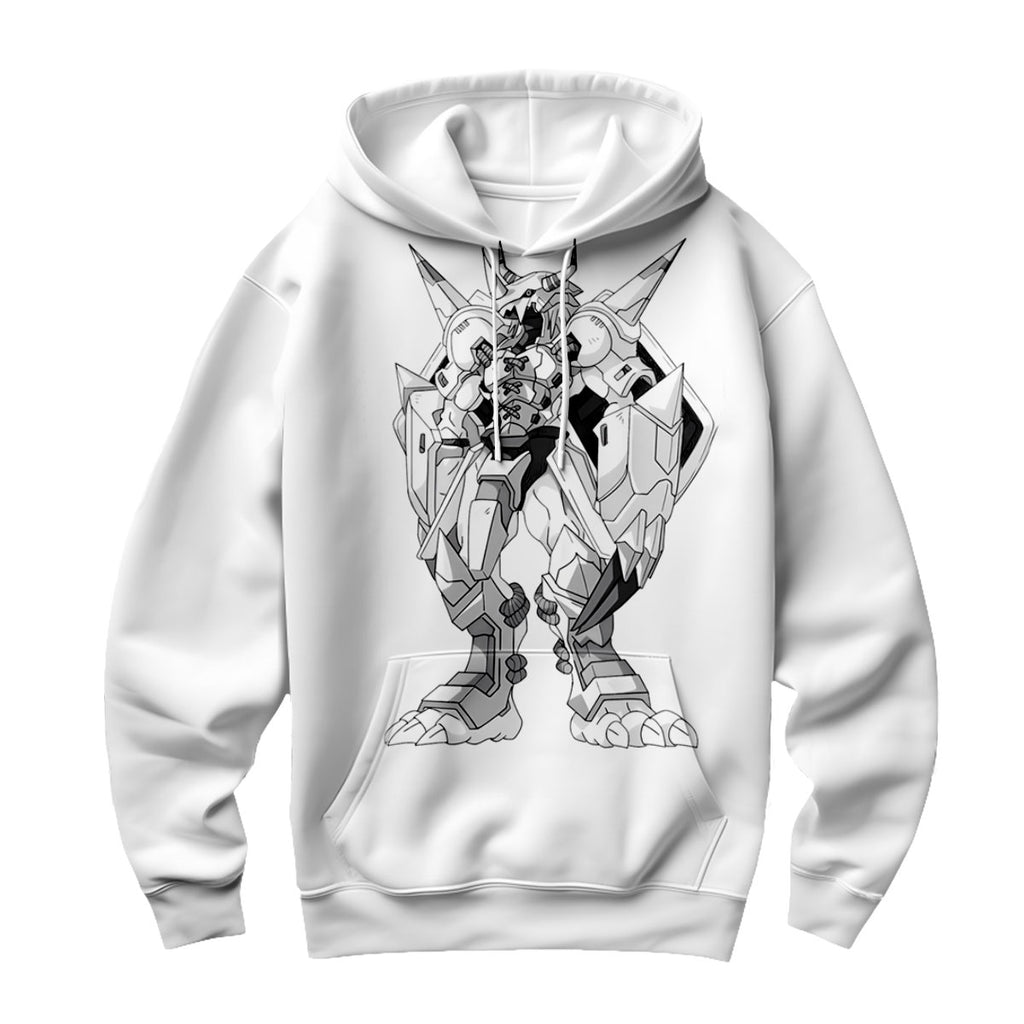 Digimon Adventure Wargreymon Standing Line Art Monochrome Anime Apparel