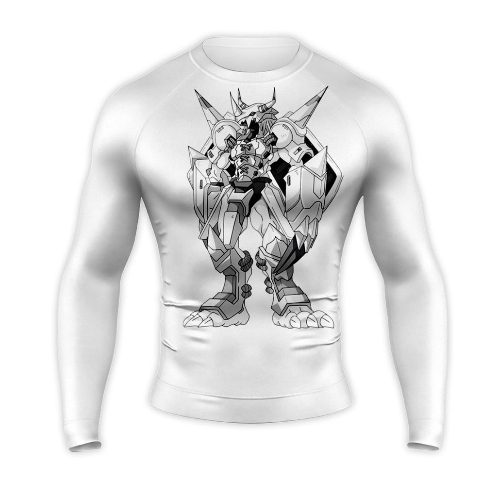 Digimon Adventure Wargreymon Standing Line Art Monochrome Anime Apparel