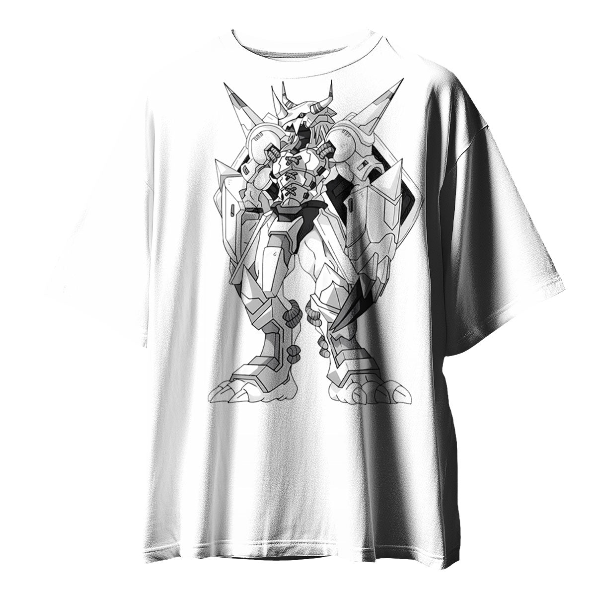 Digimon Adventure Wargreymon Standing Line Art Monochrome Anime Apparel
