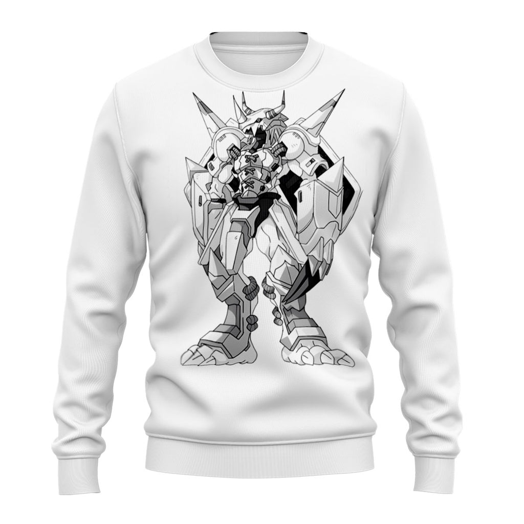 Digimon Adventure Wargreymon Standing Line Art Monochrome Anime Apparel