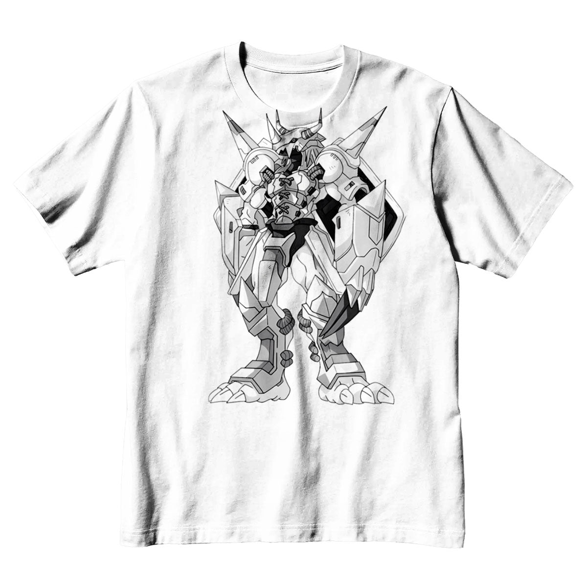 Digimon Adventure Wargreymon Standing Line Art Monochrome Anime Apparel