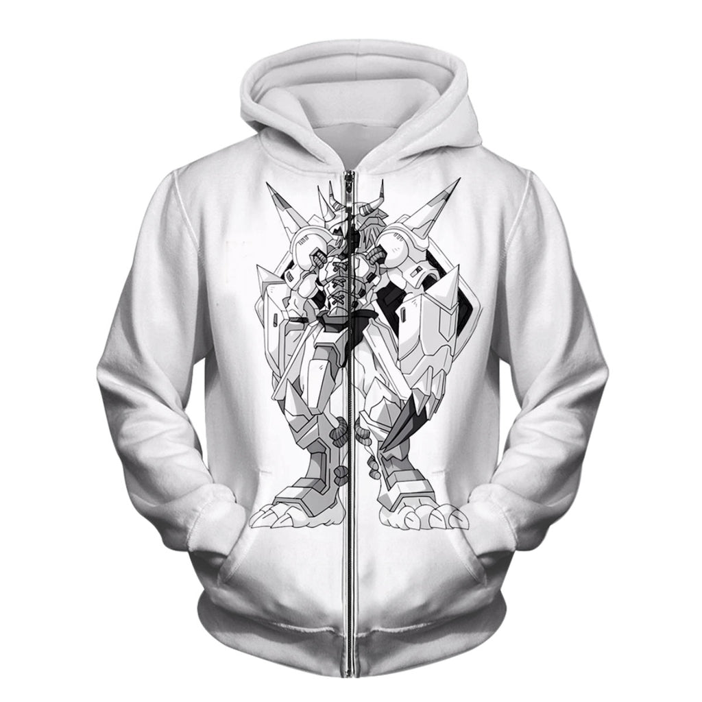 Digimon Adventure Wargreymon Standing Line Art Monochrome Anime Apparel