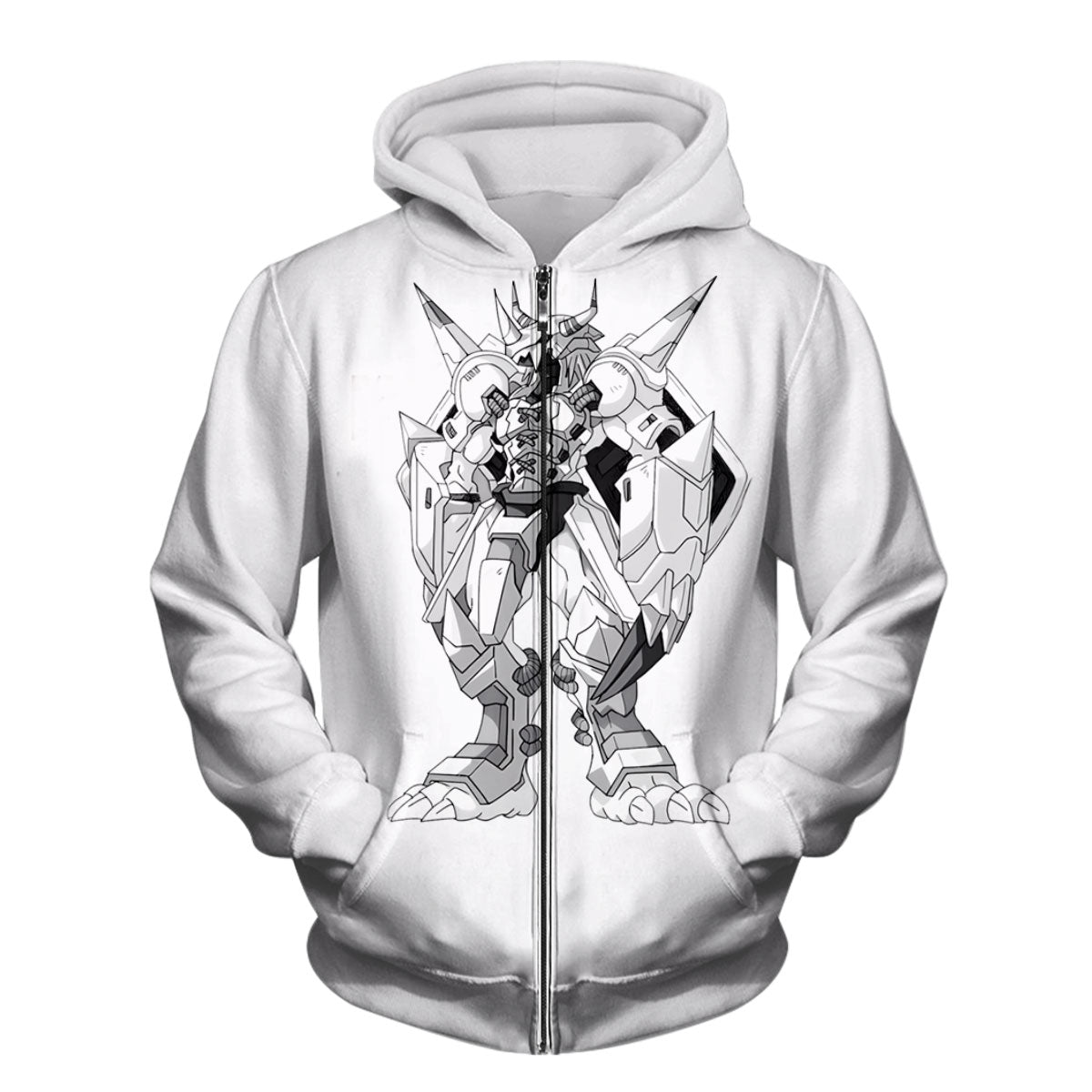 Digimon Adventure Wargreymon Standing Line Art Monochrome Anime Apparel