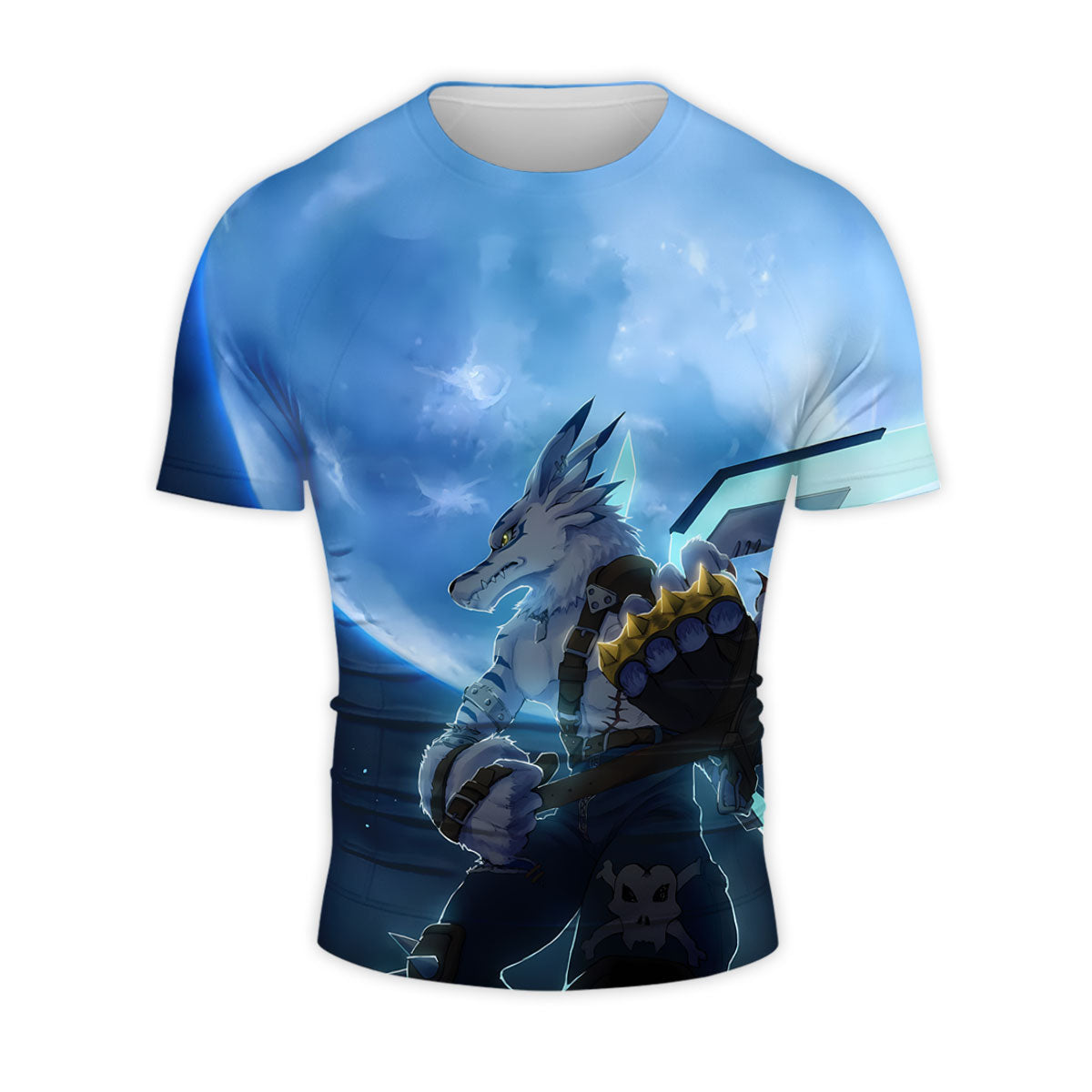 Digimon Adventure Weregarurumon And Blue Moon Standing Together Anime Apparel