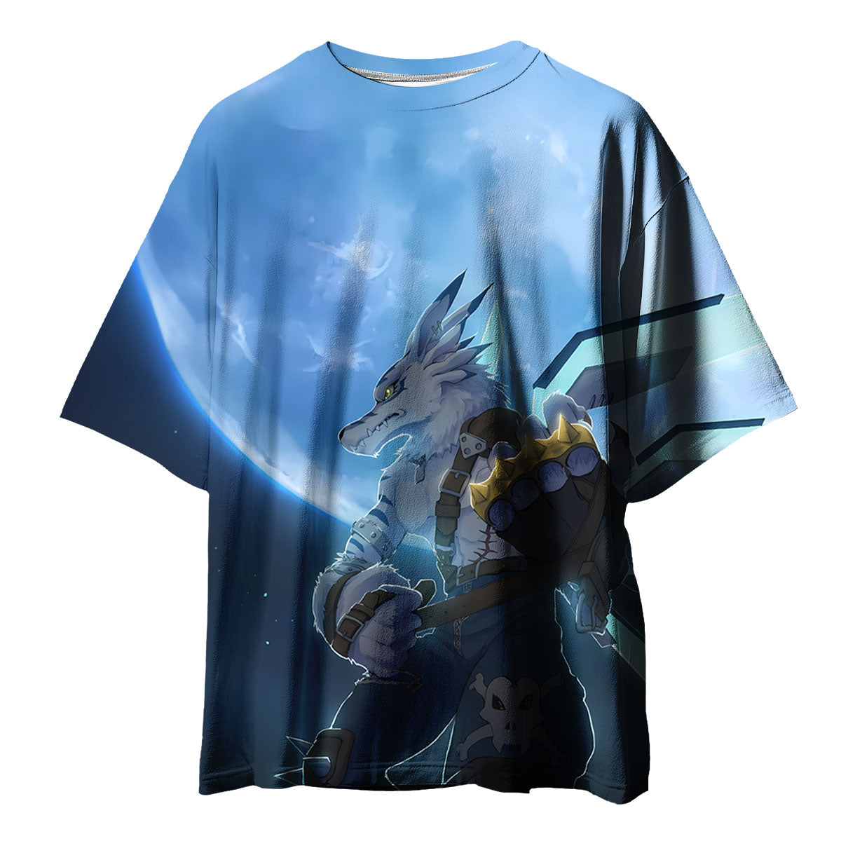 Digimon Adventure Weregarurumon And Blue Moon Standing Together Anime Apparel