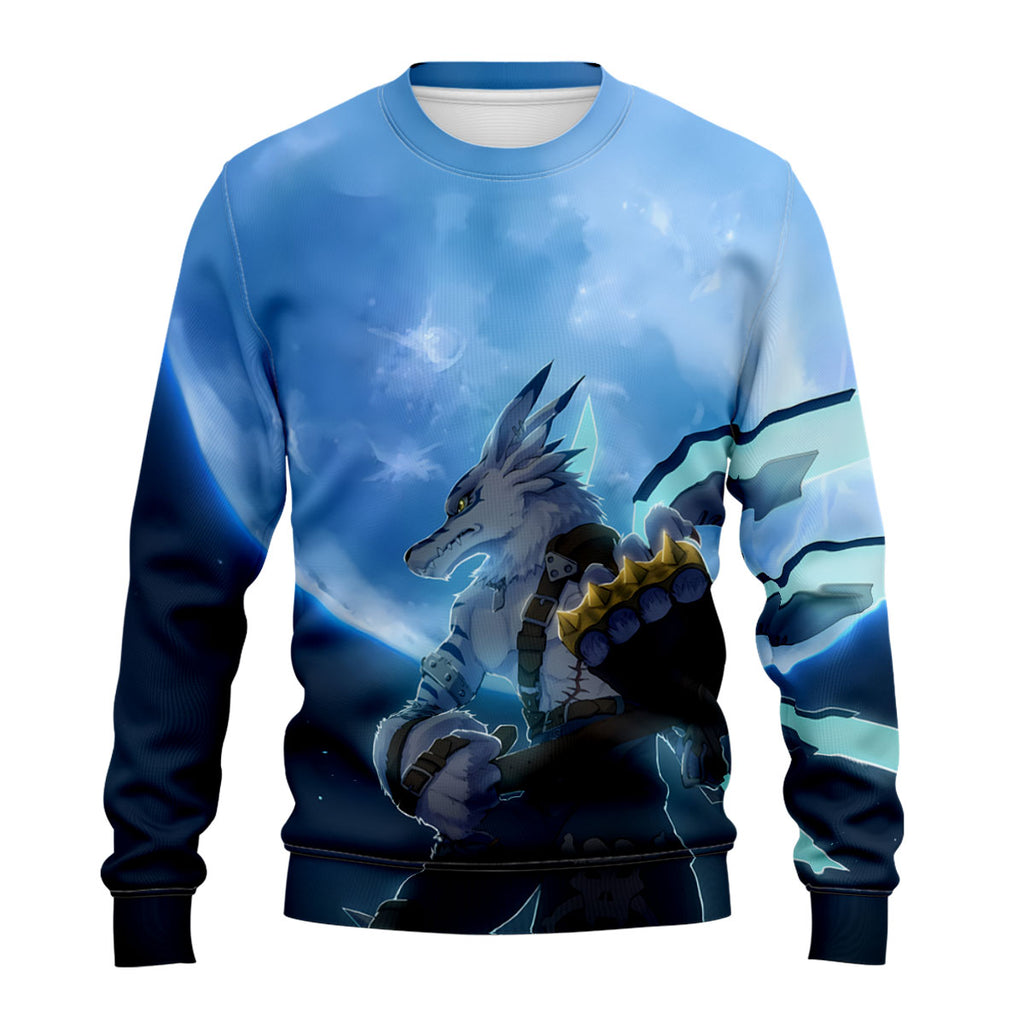 Digimon Adventure Weregarurumon And Blue Moon Standing Together Anime Apparel