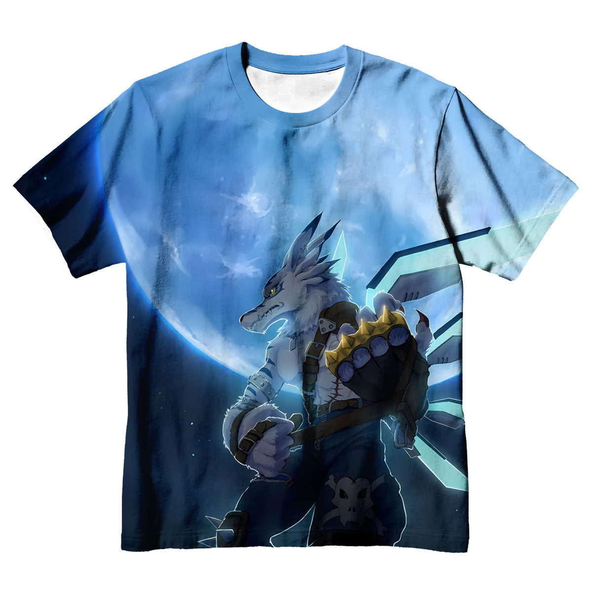 Digimon Adventure Weregarurumon And Blue Moon Standing Together Anime Apparel