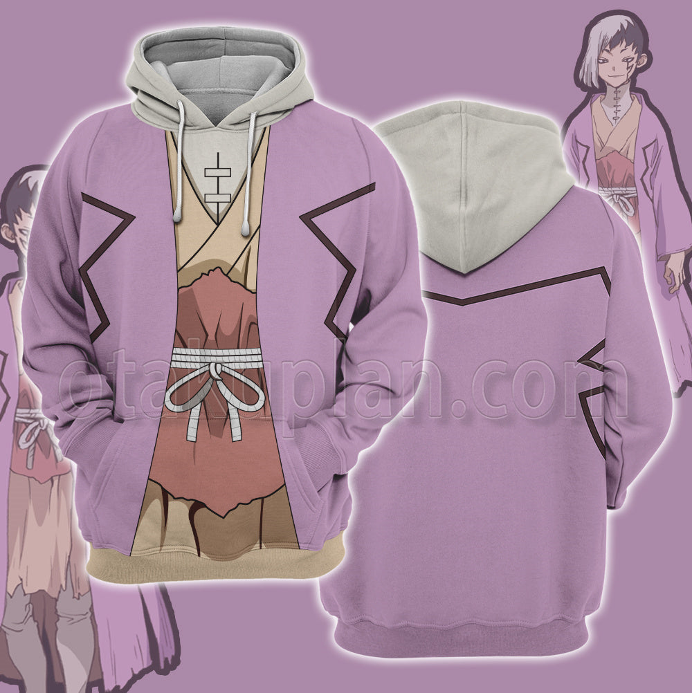 Dr Stone New World Asagiri Gen Purple Cosplay Hoodie