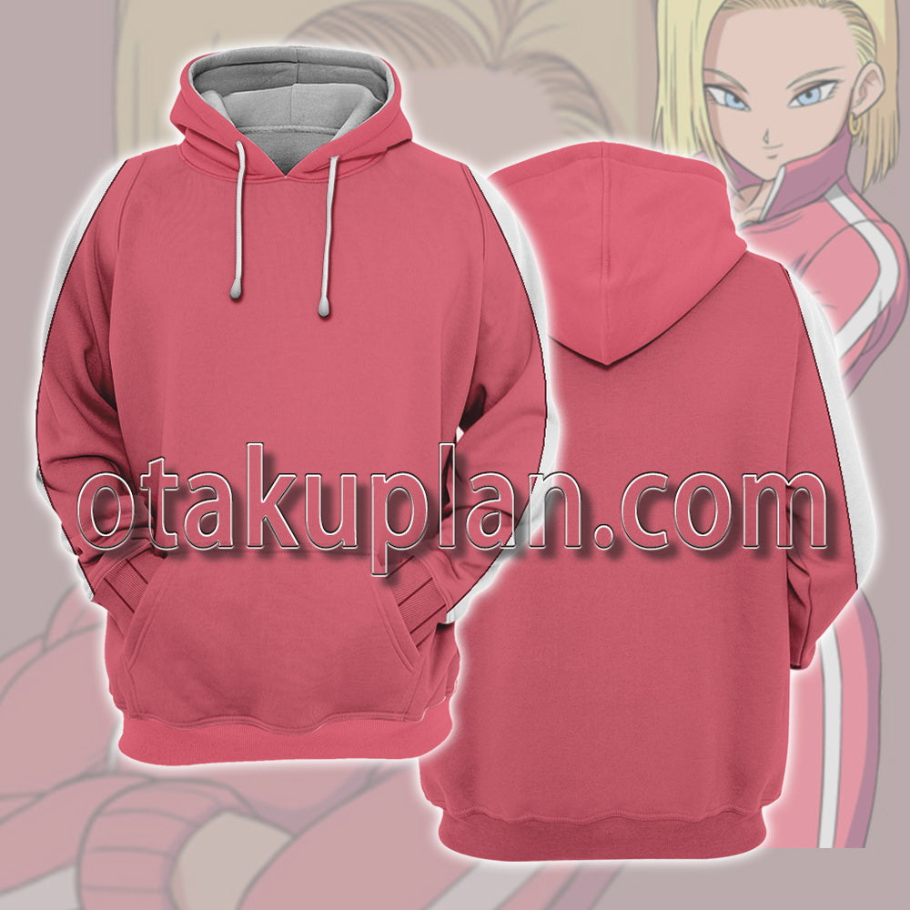 Dragon Ball Android 18 Pink Sportswear Cosplay Hoodie