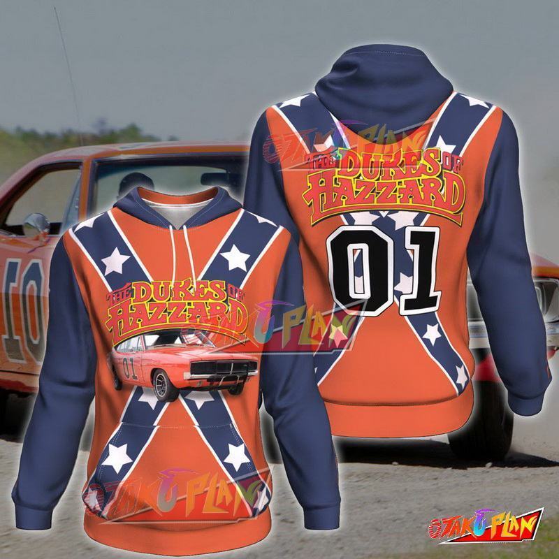 Dukes of Hazzard General Lee All Over Print Pullover Hoodie