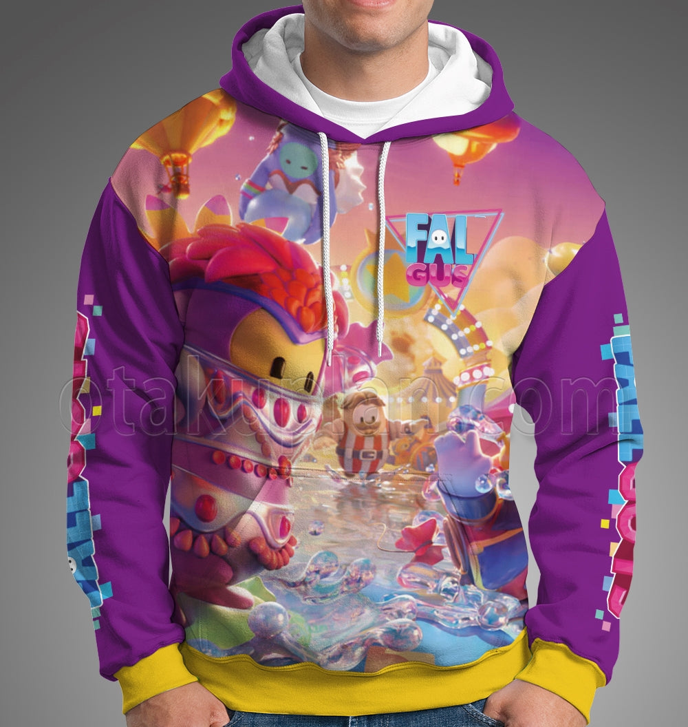 Fall Guys Character Purple Pink Hoodie