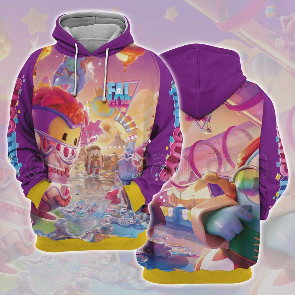Fall Guys Character Purple Pink Hoodie