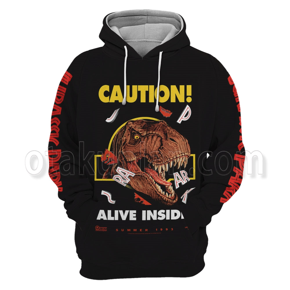 Jurassic Park 1993 Caution Alive Inside Black Hoodie