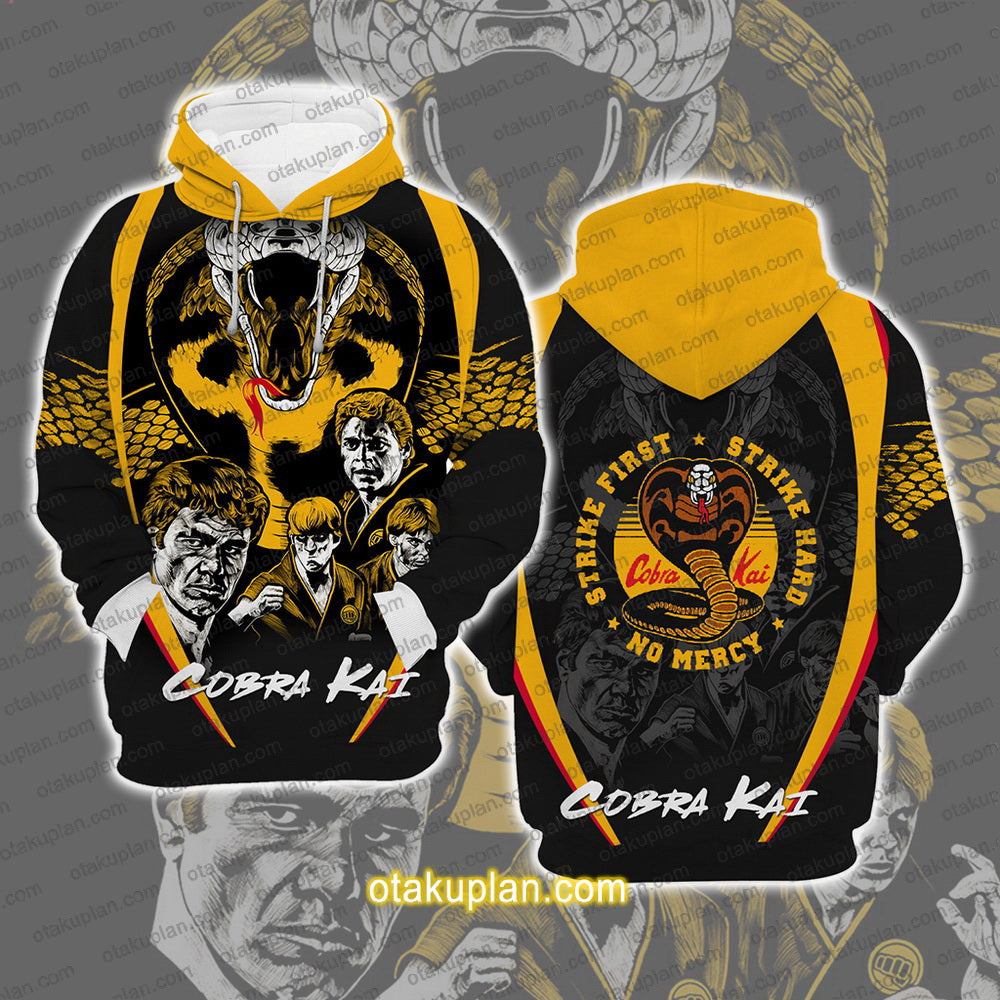 Karate Kid and Cobra Kai Strike First Strike Hard No Mercy Hoodie