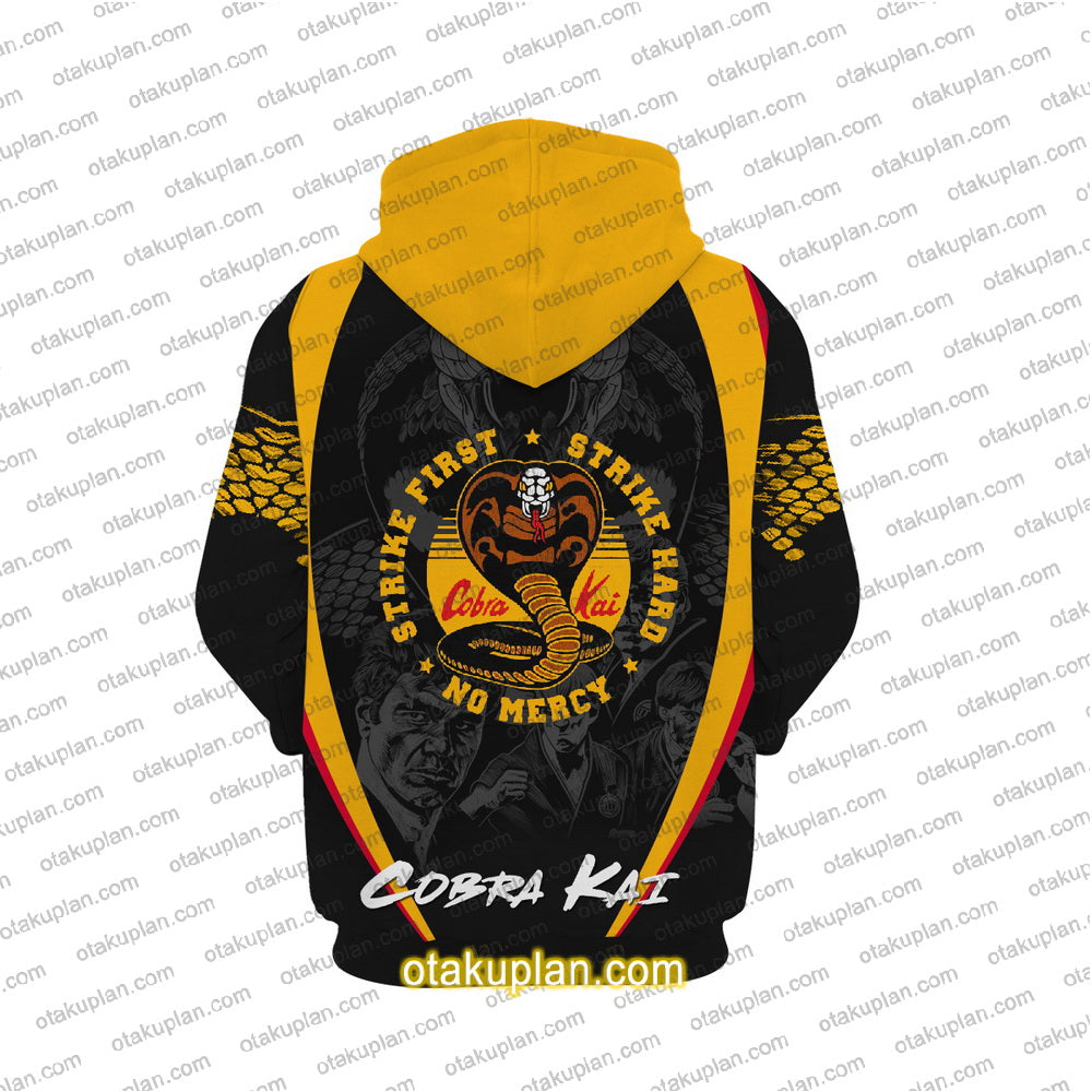 Karate Kid and Cobra Kai Strike First Strike Hard No Mercy Hoodie