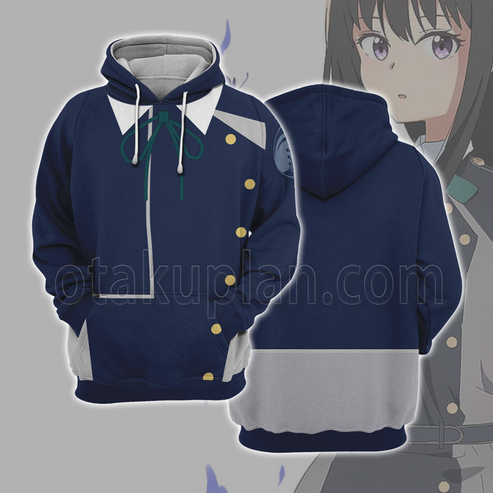 Lycoris Recoil Takina Inoue Blue Uniform Cosplay Hoodie